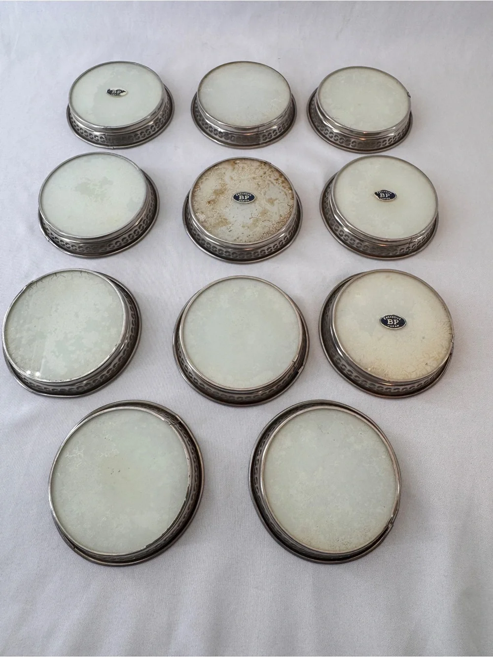 Vintage MCM Barware Japanese Sakura Foil & Washi Paper Glass Coasters MAKE OFFER